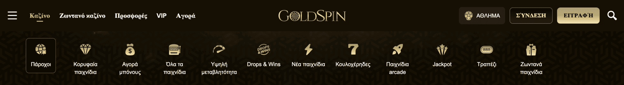 Τα παιχνίδια και οι πάροχοι Goldspin